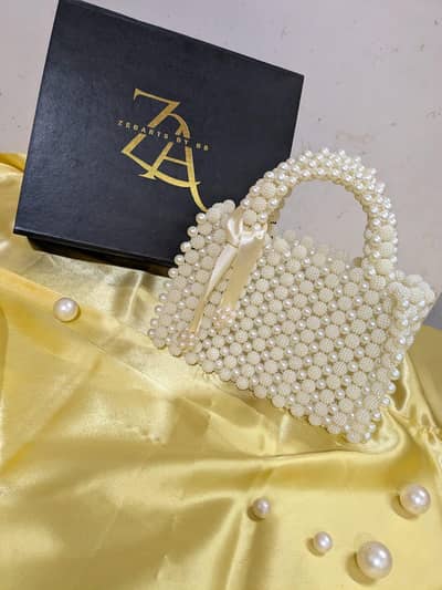 hand made beaded pearl bag