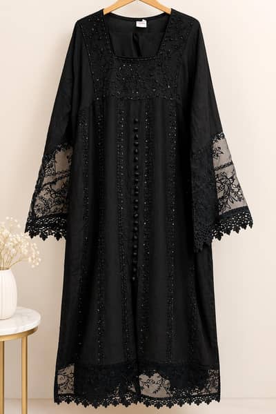 Black Embroidered Lace Dress
