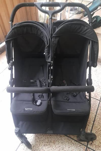 Beemoo Twin Baby Stroller | Double/Twin Pram | Black | Good Condition