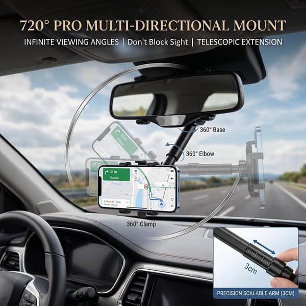 Car Phone Holder: Multifunction Sun Visor Mount with 360° Rotation