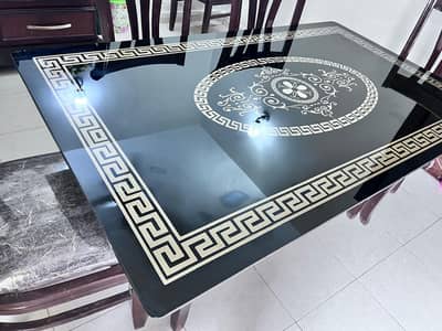 6 Person Dinning Table With Turkish Fabric on Chairs