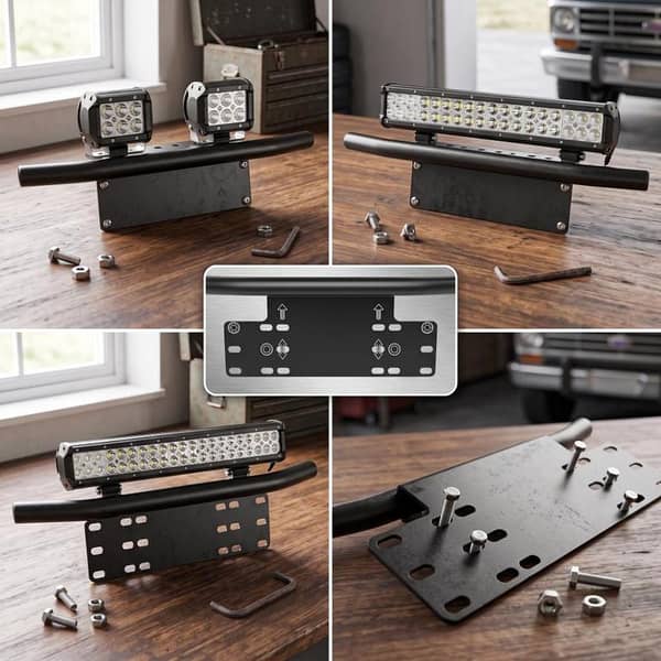 Bar Light Stand with License Plate Holder for Jeeaps and Cars