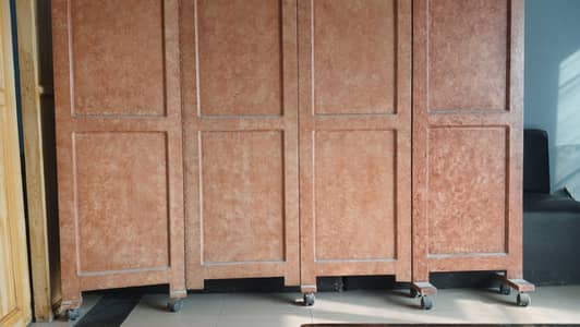 Wooden Folding Room Divider | 4 Panel Partition with Wheels