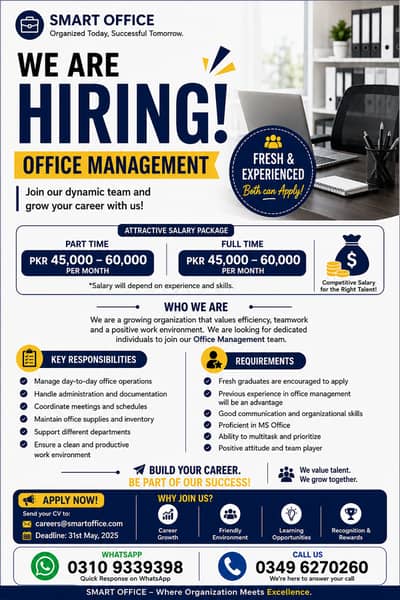 Urgent hiriing for office management
