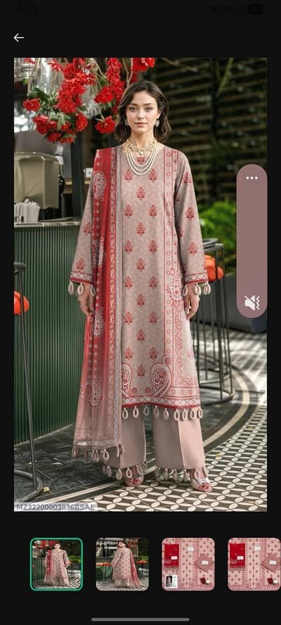 Ladies Peach Printed Lawn 3 Piece Suit - Delivery Available.
