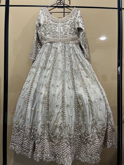 Luxury White Bridal Maxi Dress | Heavy Embroidered Formal Wedding Dres