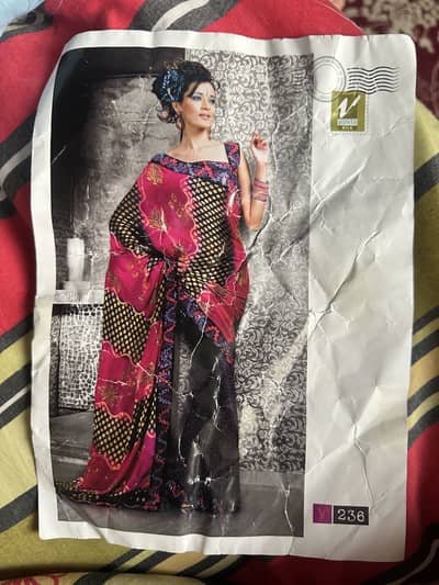 Beautiful Navy Blue & Pink Embroidered Saree | Party/Wedding Wear