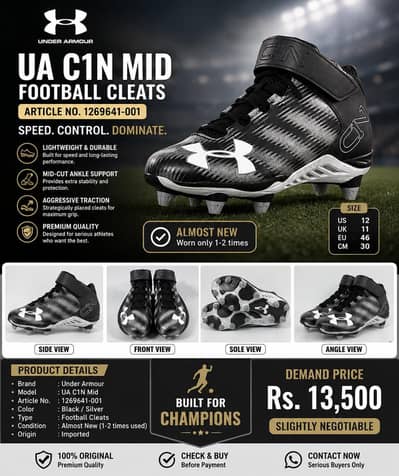 Brand: Under Armour Mid D Football Cleats