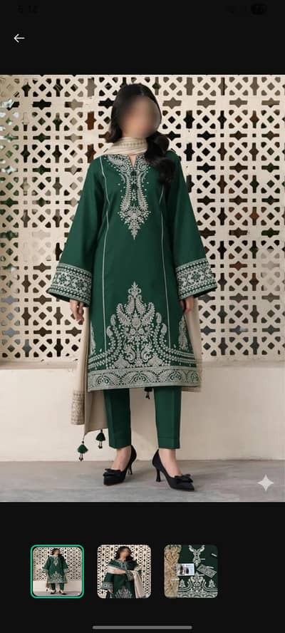 Green Embroidered Lawn Suit 3 Piece - Order Now (Delivery Available)