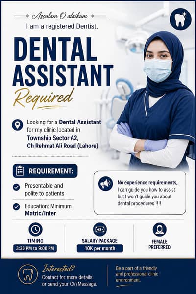 Looking for female Dental Assistant