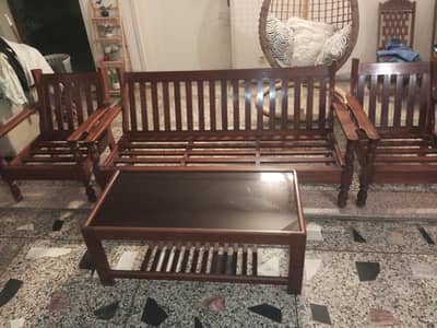 KIKER WOOD 5 seater sofa with table and original MOLTY foam seat's