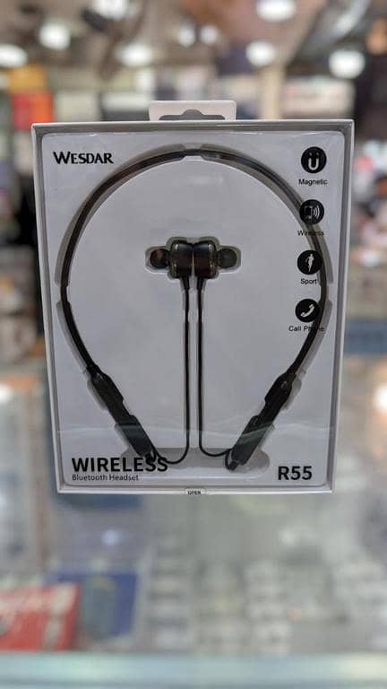 WESDAR R55 Bluetooth Wireless Neckband Handsfree – 110mAh Battery & Clear Call Quality