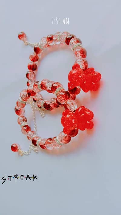 Red Flower Beads Bracelet for Girls & Ladies