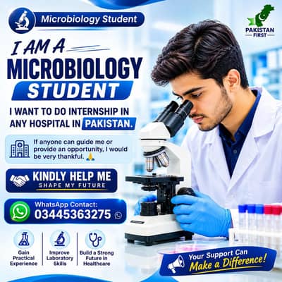 BS Microbiology Student internship /Contact number 03445363275