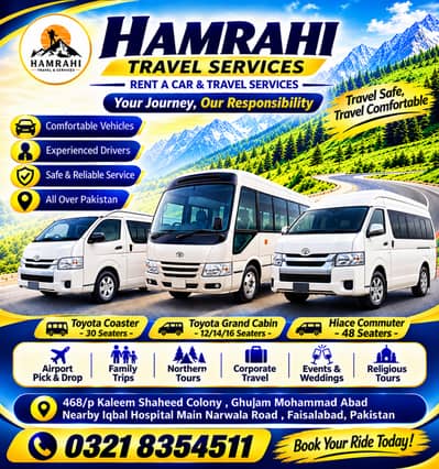 Best Rent A Car Service/Cars, Hiace & Coaster Available/All Pakistan T