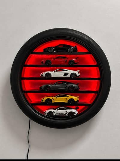 Wall mounted Led tyre diorama 