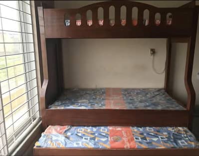 bunker bed  with 3 mattress and drawers  wooden