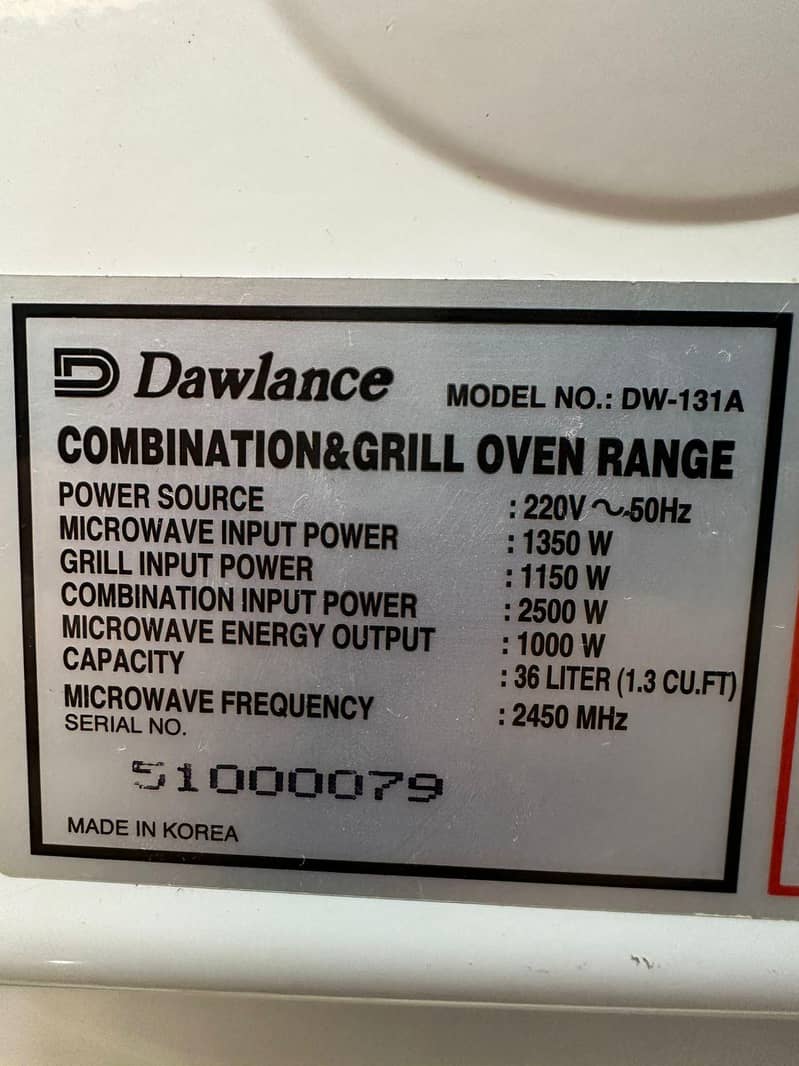 Dawlance microwave 5