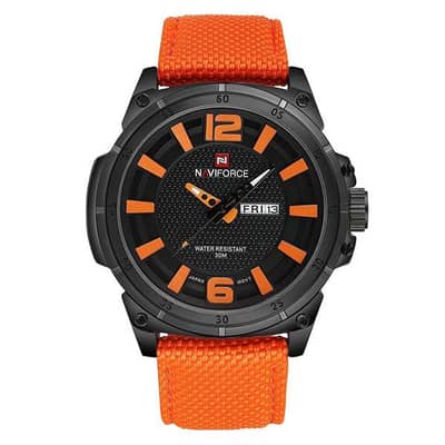 Naviforce Casual & Sporty Wrist Watch for Men – Black & Orange Dial