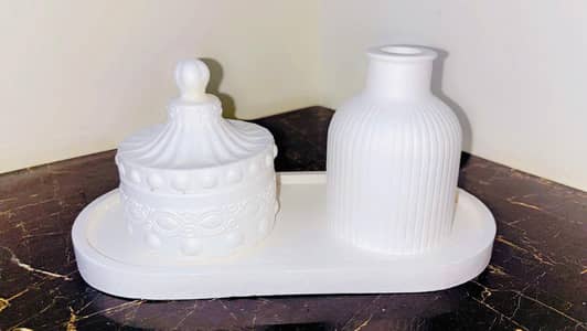"3-in-1 Concrete Home Decor Set (Vase, Tray, Storage Box)"