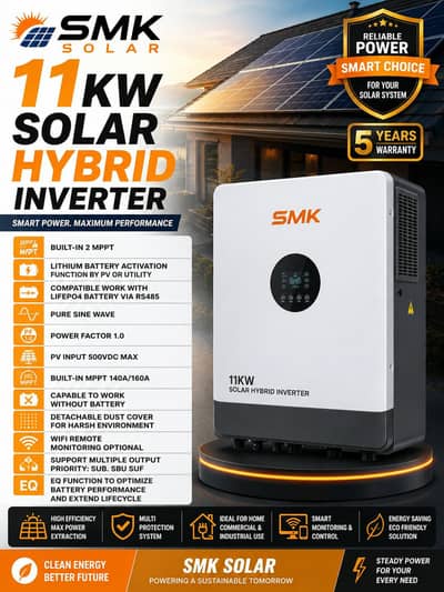 SMK 11KW Solar Hybrid Inverter | 2 MPPT | Pure Sine Wave |
