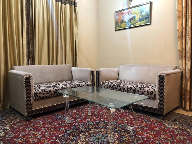 2 Seater Sofas (Quantity 2) with Glass Centre Table 1