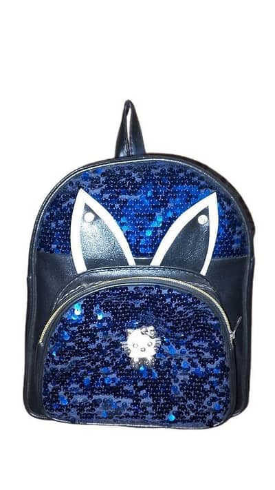 kids sequin Cat ears backpack blue Ox ford