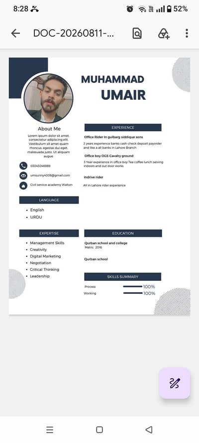 I need job office boy*office rider mujha job ke zarorat hai urgent