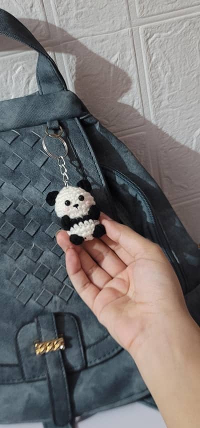 handmade crochet cute mini panda keychain