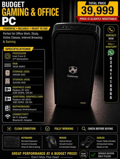 Budget PC | 16gb Ram | 256gb SSD | Slightly Negotiable