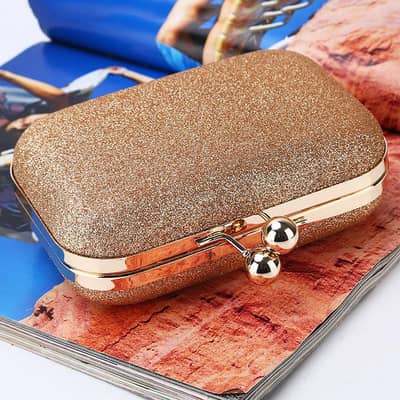 Beautiful Party Wear Golden Clutch Bag"