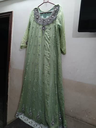 Mint Green Fancy Maxi | Silver Embroidered Formal Party Wear Dress