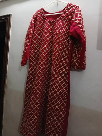 Red & Golden Embroidered Long Dress | Party Wear | Formal