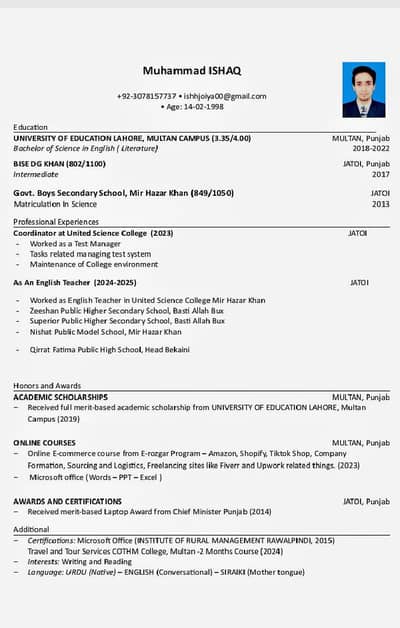 I need Job, Bachelor Of Science In English