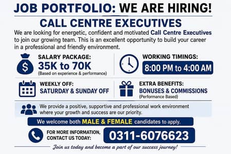 Hiring male and female staff for call centre representative