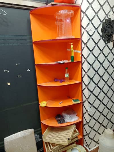 (URGENT SALE)7 Layer Corner Shelf – Orange Color Display Rack