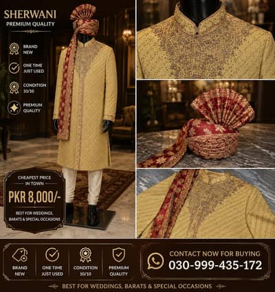 Brand New Condition Groom Sherwani - Only Used Once