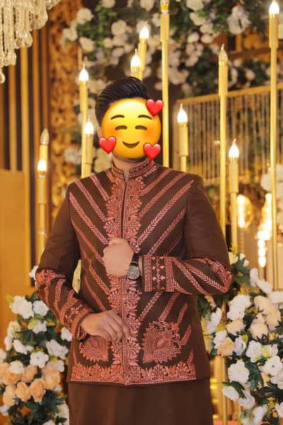 Groom engagement & Wedding wear | Embroided Prince Coat Suite