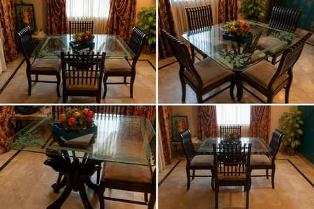Premium Glass Dining Table Set – 4 Chairs | Excellent Condition