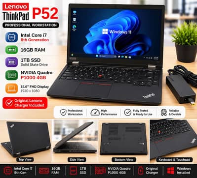 Lenovo ThinkPad P52 Workstation | Core i7 8th Gen | 16GB RAM 1TB SSD