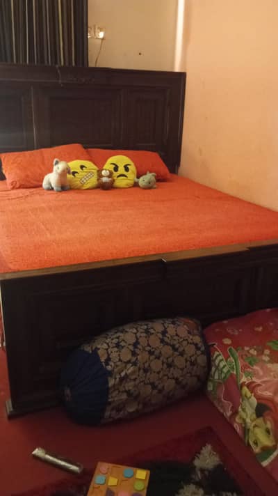 pure wooden bed with dressing n side tables