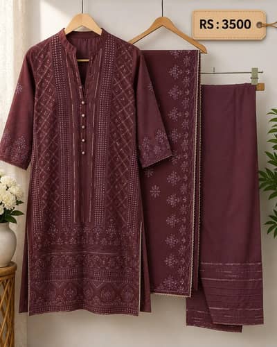 ladies 3 piece embroidered suits collection|Different designs & prices