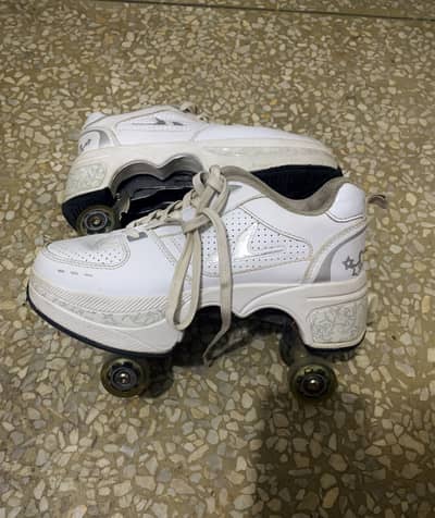 White Roller Shoes Size 38 – 2 Wheels Each
