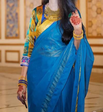Brand New Premium Blue Saree available for sale.
