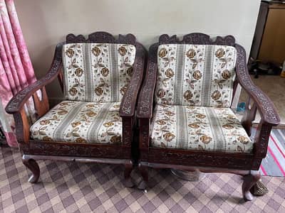Pure Sheesham Wood Sofa Set with Cushions & Covers - Urgent Sale