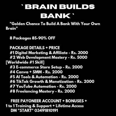 Brain Builds bank, online earning, online business, work from home