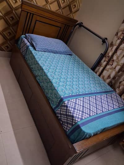 Wooden Single bed (Patex) with mattress (72 x 36) (Extra Storage)