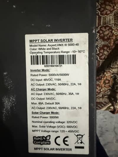 Axpert VM III 5KW 48V MPPT Solar Inverter