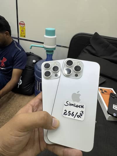 iPhone 15 Pro Max Non-PTA JV - 95+ BH - White / and blue titanium