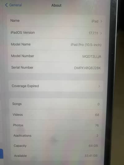 I pad pro 10.5inch 2017 ALL ok peice hai 10/9